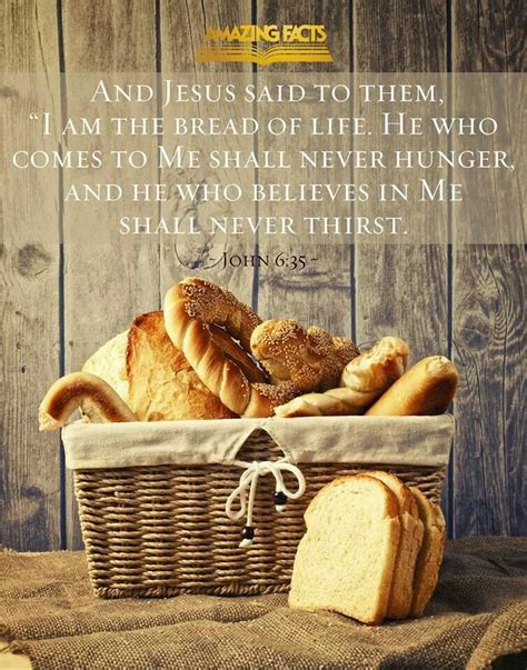 And Jesus said to them, "I am the bread of life. He who comes to Me ...