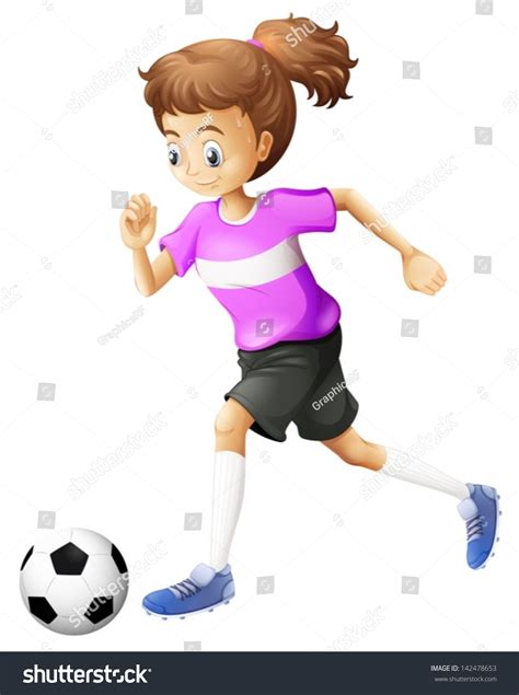 Illustration Lady Playing Soccer On White Stock Vector (Royalty Free ...