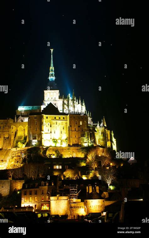 Mont-Saint-Michel night view Stock Photo - Alamy