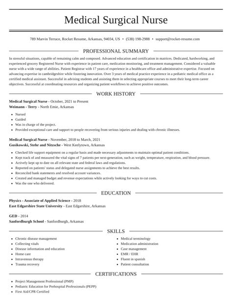 Med Surg Nurse Resume Template