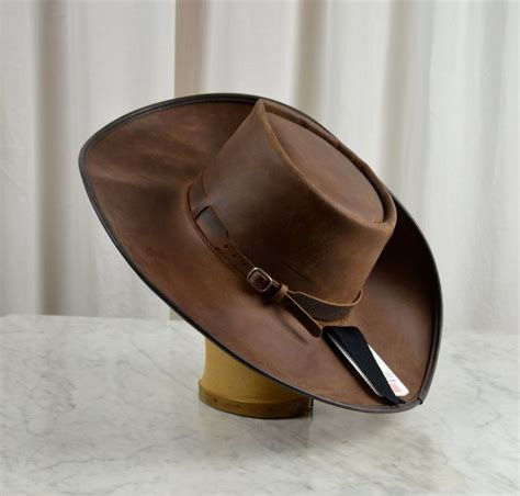 Leather Hat, Gaucho Cowboy Hat, Cavalier Hat, Brown Hat, Wide Brim, Hand Made, 1800s Cowboy Hat ...