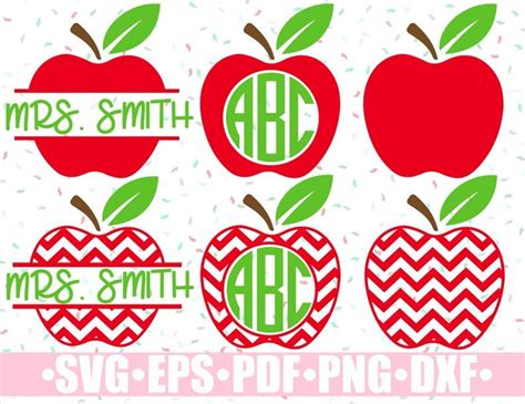 Apple Cricut Apple Clipart Silhouette Cut Files Apple Svg Teacher Svg T-shirt Mug svg Apple name ...