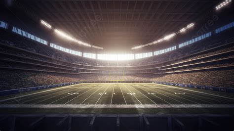 An Empty American Football Stadium With Lights Background, 3d Rendering ...