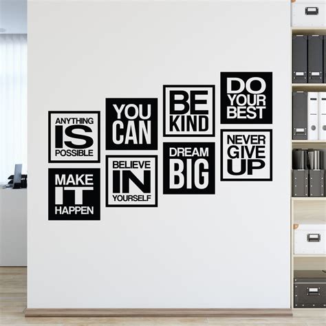 Set of 8 Motivational Wall Decal Quotes Inspirational Office Decor Sticker Vinyl Positive ...