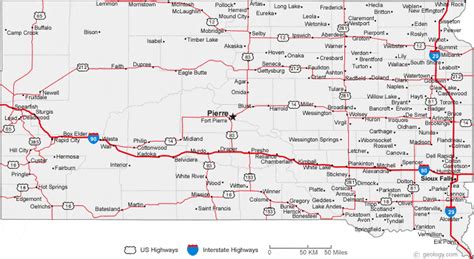 South Dakota State Map With Cities - Dannie Elisabeth