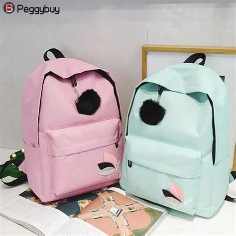 2018 New Casual Women Girls Canvas Schoolbags Teen Travel Zipper Shoulder bags Backpacks Mochila ...