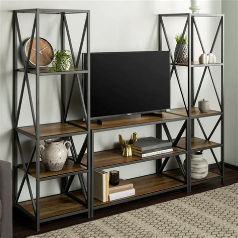 3-Piece Rustic Entertainment Center - Rustic Oak - Walmart.com - Walmart.com