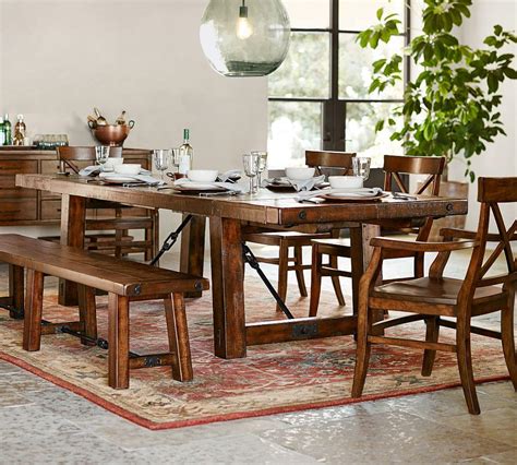 Benchwright Extending Dining Table, Rustic Mahogany | Pottery Barn CA