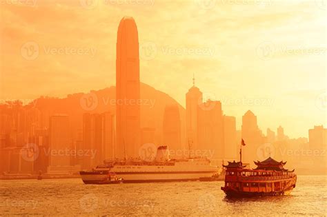 Hong Kong skyline with boats 8319536 Stock Photo at Vecteezy