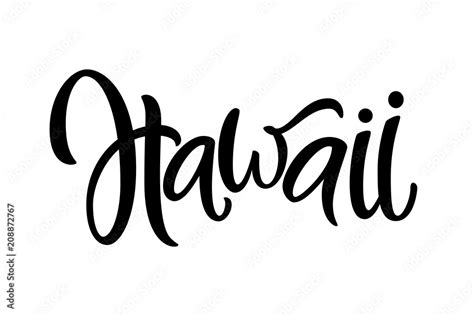 Handwritten city name. Hand-lettering calligraphy. Hawaii. Handmade vector Lettering. Stock ...