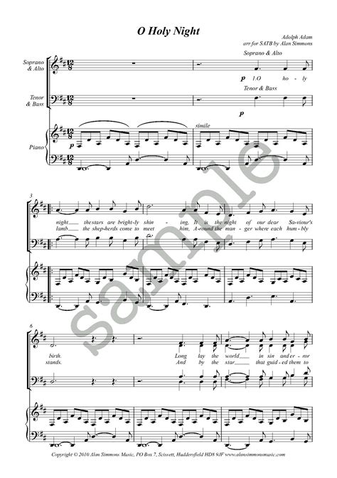 O Holy Night SATB - Alan Simmons Music - Choral Sheet Music for Choirs & Schools