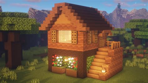 Beautiful wooden house in Minecraft - YouTube