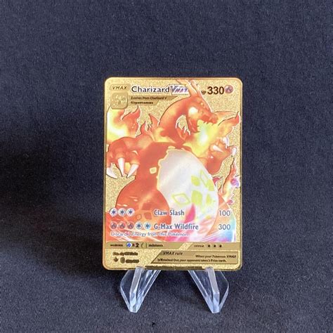 Charizard Vmax GOLD METAL Pokemon Card Rare Custom Made | Etsy