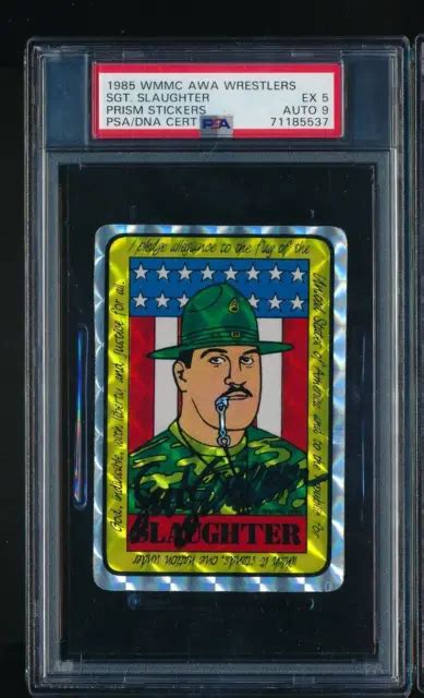 1985 WMMC AWA Wrestlers Prism Sgt Slaughter PSA 5 signé auto grade 9 EUR 742,07 - PicClick FR