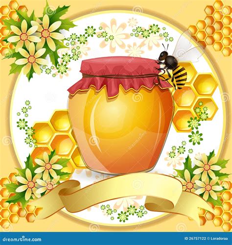 Background with honey jar stock illustration. Illustration of background - 26757122