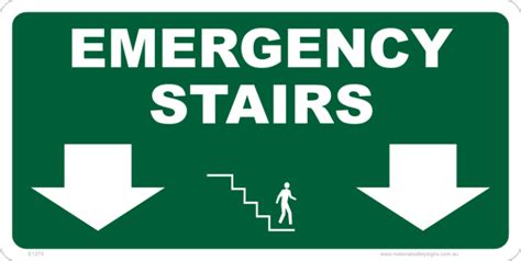 Emergency Stairs Down Sign E1274 - National Safety Signs