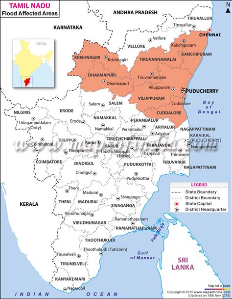 Areas Affected by Heavy Rains and Floods in Chennai, Tamilnadu | Map in ...