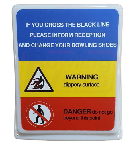 Capping Safety Warning Wedge Sign (black foul line) - Safety - Bowling Vision Ltd
