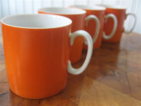 Vintage Cups Orange Coffee by accentonvintage on Etsy