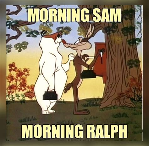 Sam Sheepdog and Ralph Wolf punching the time clock at the sheep ...