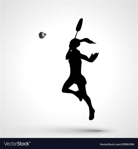 Silhouette abstract female badminton player Vector Image