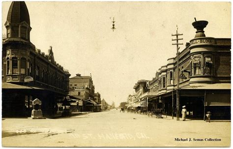 Seventh Street Looking West, Hanford, California, 1907. Photo taken by George Besaw. From the ...