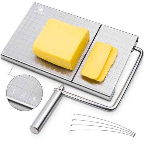 Buy PL ZMPWLQ Cheese-Slicers with Wire, Cheese Slicer Stainless Steel with 4 Replacement Wires ...