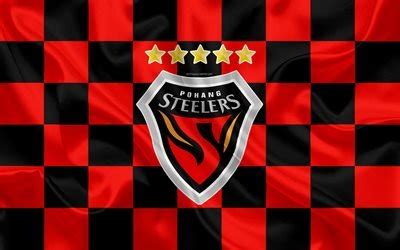 Download wallpapers FC Pohang Steelers, 4k, logo, creative art, red ...