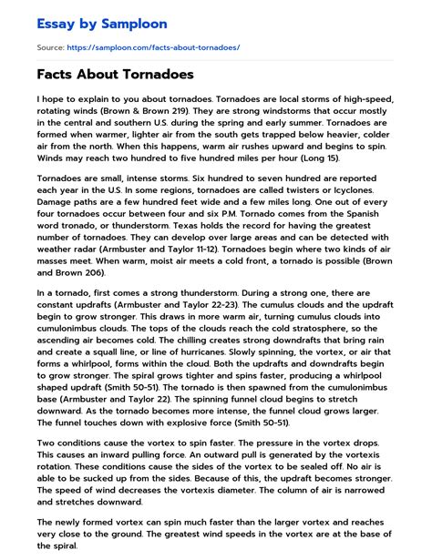 ≫ Facts About Tornadoes Free Essay Sample on Samploon.com