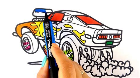 How to draw a car. Ford Mustang Shelby drag racing muscle car (cartoon ...