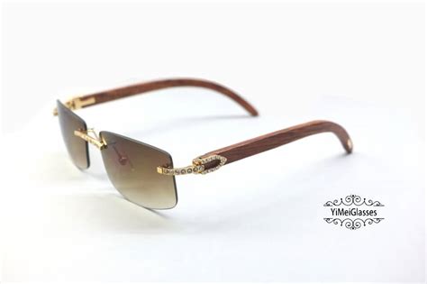 Cartier Wooden Diamond Rimless Sunglasses CT3524012 - Yimeiglasses