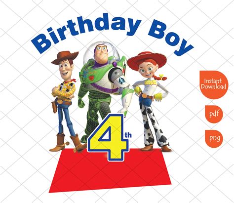 Toy story 4th Birthday Boy Clipart Printable PNG Transparent | Etsy