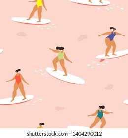 Girl Surfers Bikini Seamless Pattern Vector: стоковая векторная графика ...