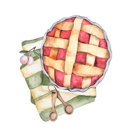 Premium Vector | Watercolor apple pie