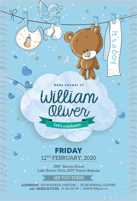 Baby Boy - Birth Announcement PSD Flyer Template - 99Flyers | Baby boy ...