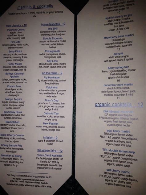 Menu at Grille 3501 restaurant, Allentown