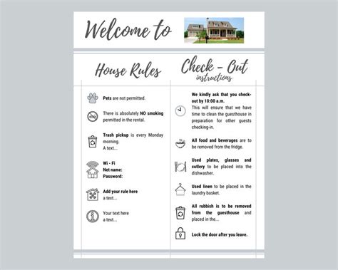 Airbnb 1 Page Welcome Sign Check-out Instructions House - Etsy Canada ...