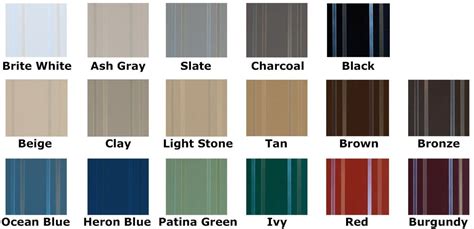 Metal Roof Paint Color Chart