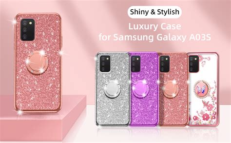 Amazon.com: nancheng for Samsung Galaxy A03S case Glitter Luxury Cute ...