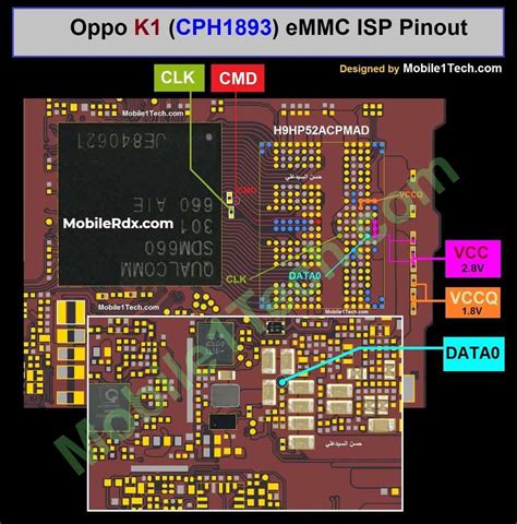 Oppo K1 EMMC ISP Pinout to Remove User Lock ByPass FRP