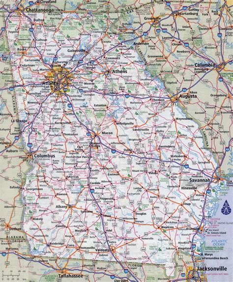 Large detailed roads and highways map of Georgia state with all cities ...