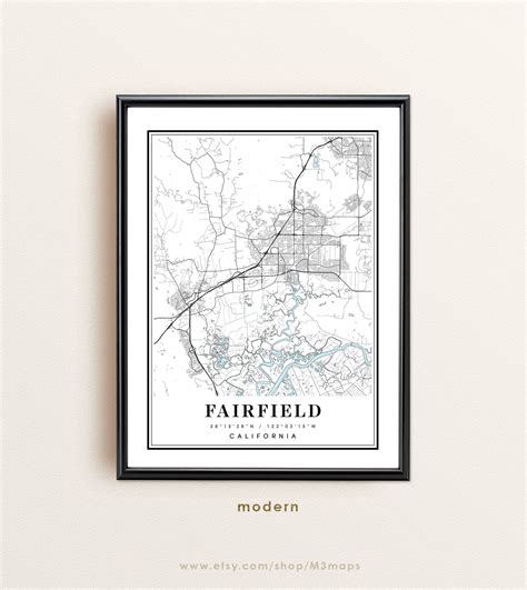 Fairfield California Map Fairfield CA Map Fairfield City - Etsy