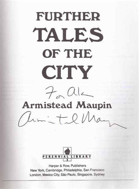 Further Tales of the City (inscribed) by Maupin, Armistead: Good Soft cover (1982) Inscribed by ...