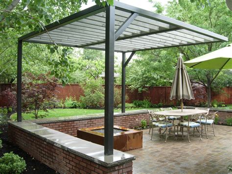 Three-post cantilever pergola in steel and wood. | Outdoor pergola ...