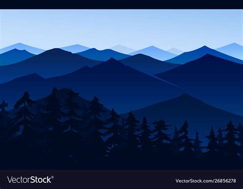 Dark blue mountains amazing foggy layered Vector Image