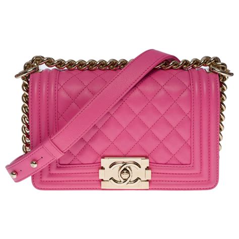 Lovely Chanel Boy Mini shoulder bag in pink quilted leather, shiny silver metal hardware ref ...