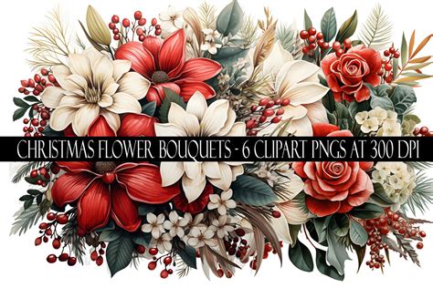 Christmas Flower Clipart Graphic by Digital Paper Packs · Creative Fabrica