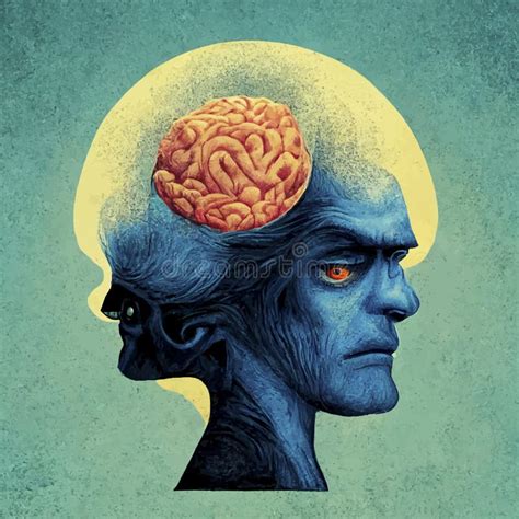 Illustration of the Human Brain. Blue 2d Illustration of the Human Brain Stock Illustration ...