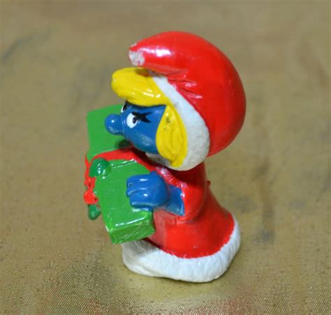 Vintage Santa Christmas Smurfette Smurfs Present Long Red Coat 1981 ...