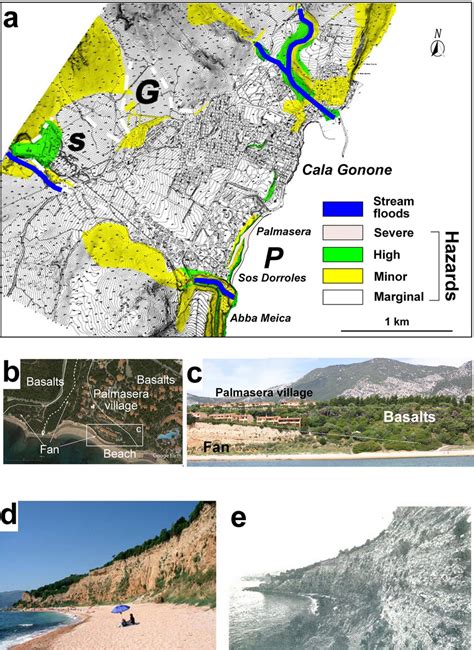 Coastal hazards in the Cala Gonone area. a Map of the principal slumps... | Download Scientific ...